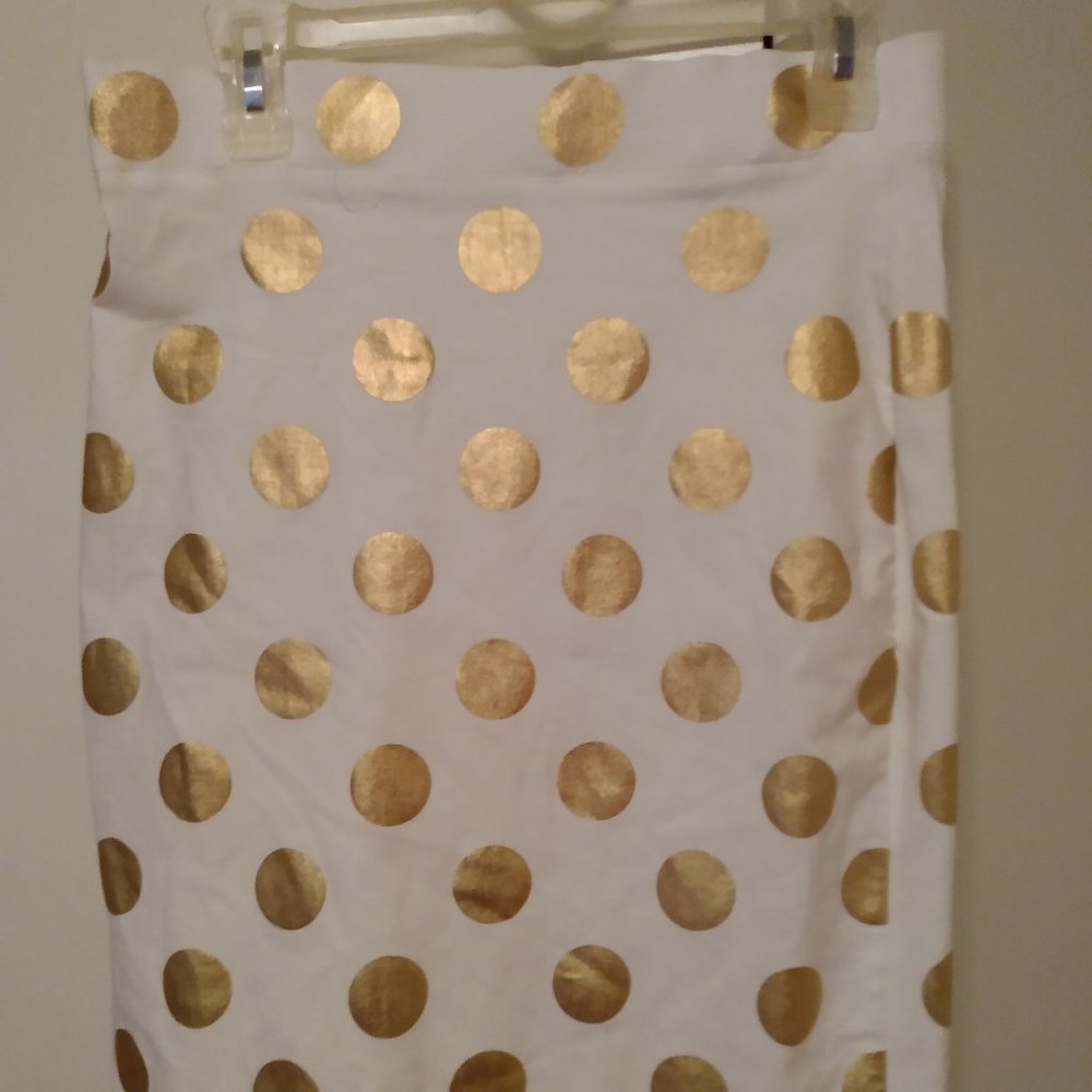 white with Gold Polka Dot skirt size large